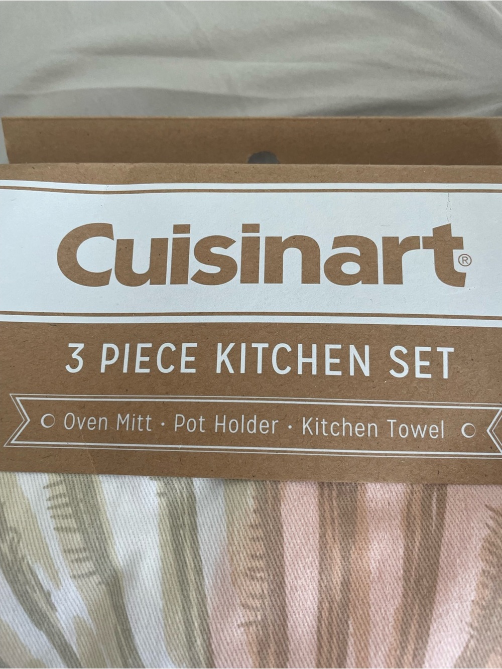 Cuisinart 3-Piece Kitchen Linen Set in Pink and Tan